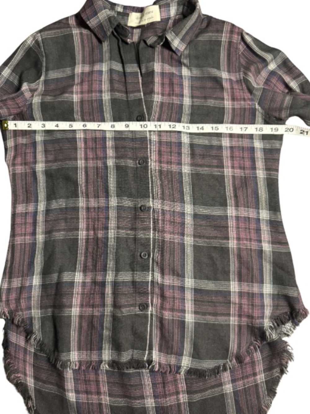 Cloth & Stone Casual Plaid Button-Up Shirt in Charcoal & Plum Medium - Picture 6 of 11